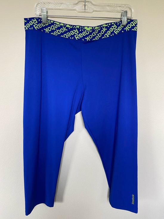 Reebok Pants - Reebok Bright Blue Cropped Leggings with Logo Waistband